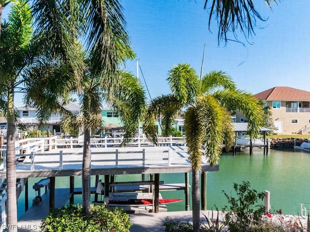 view of dock featuring a water view