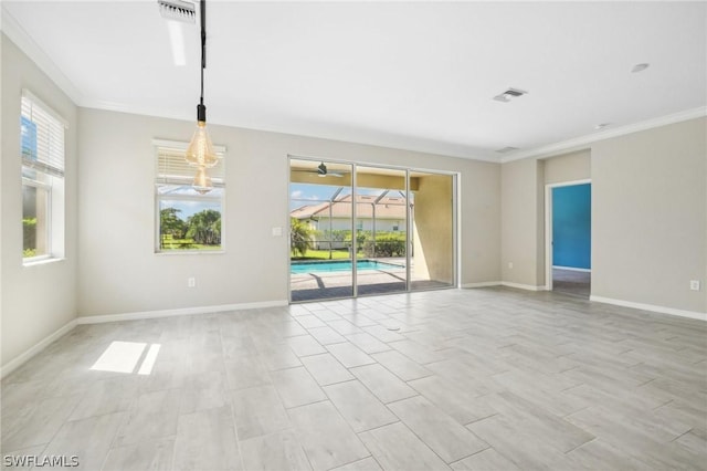 unfurnished room featuring ornamental molding