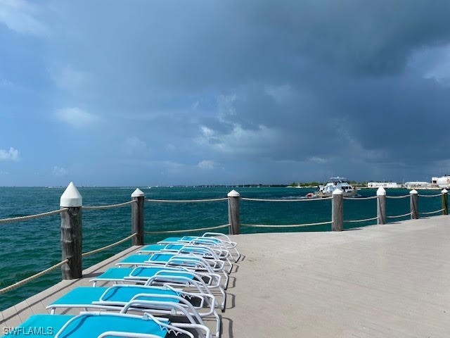 view of patio featuring a water view