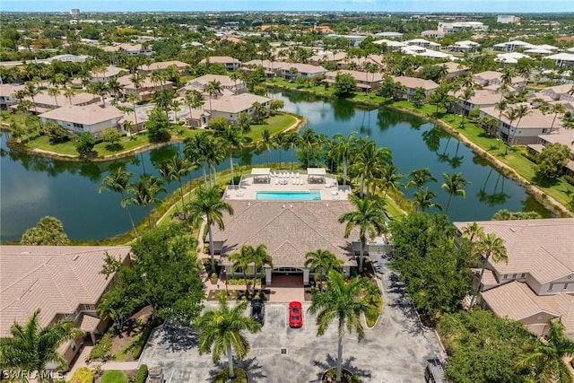 bird's eye view featuring a water view