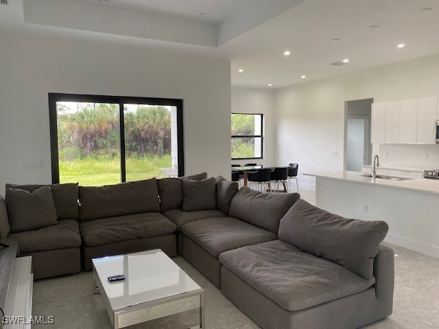 living room featuring sink