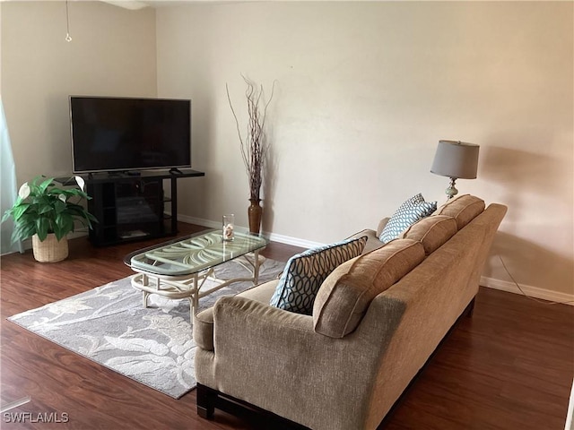 living room featuring dark hardwood / wood-style floors