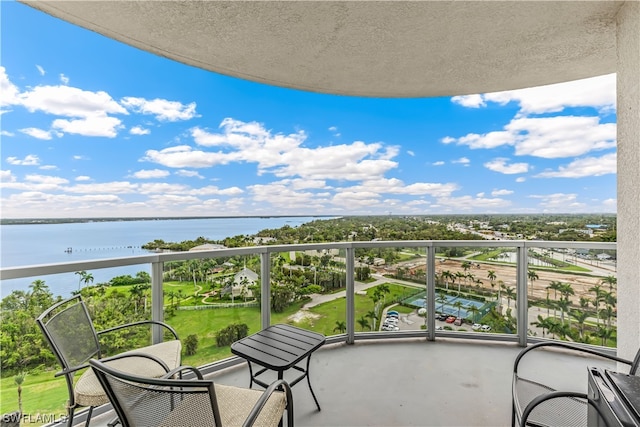 balcony with a water view