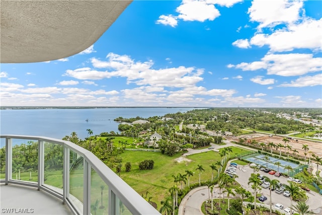 balcony with a water view