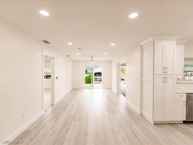 interior space with light hardwood / wood-style floors