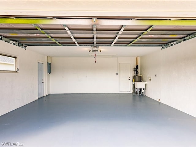 garage with a garage door opener