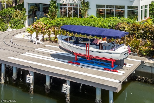 view of dock featuring a water view