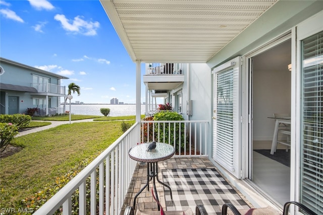 balcony with a water view