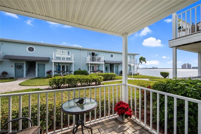 balcony with a water view