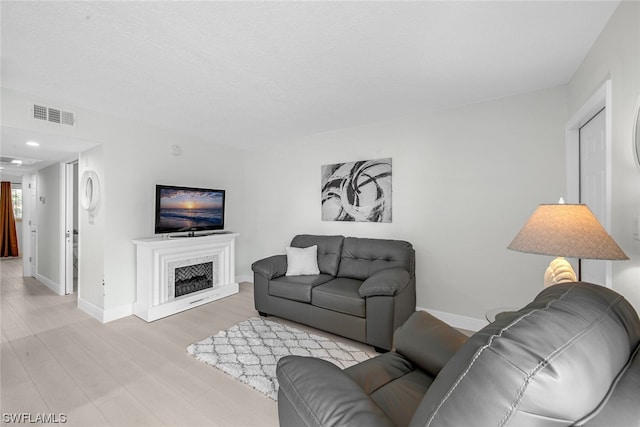 living room with hardwood / wood-style floors