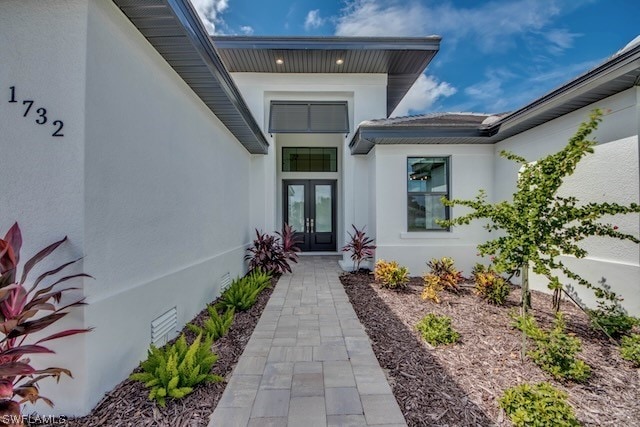 view of exterior entry with french doors