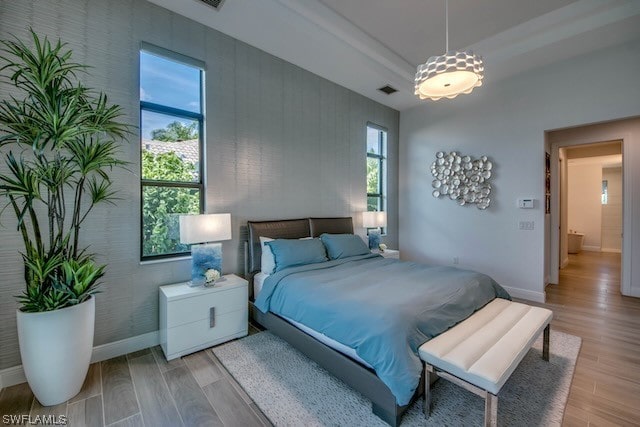 bedroom featuring light hardwood / wood-style flooring