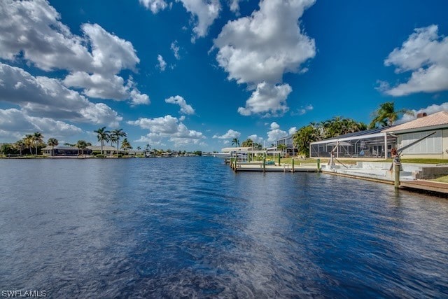 property view of water with a boat dock