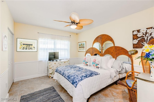 bedroom featuring ceiling fan