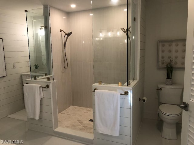 bathroom with toilet and a shower