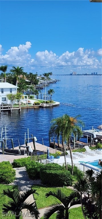 exterior space featuring a boat dock