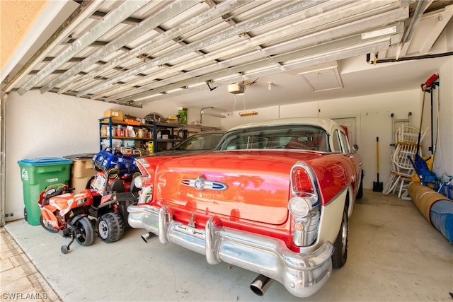 garage with a garage door opener