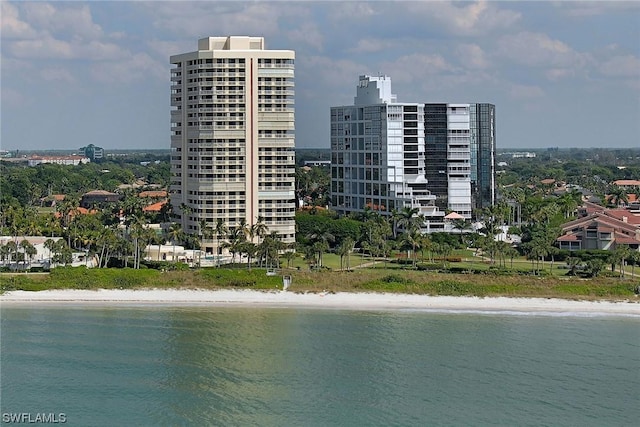 exterior space with a view of the beach and a water view