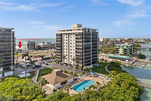 exterior space featuring a water view