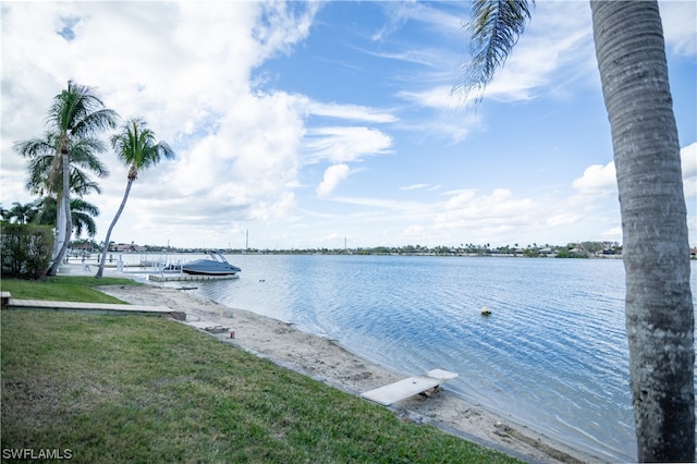 water view featuring a dock