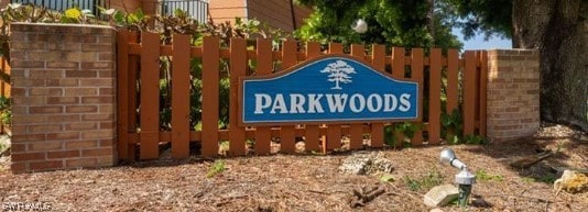 view of community sign