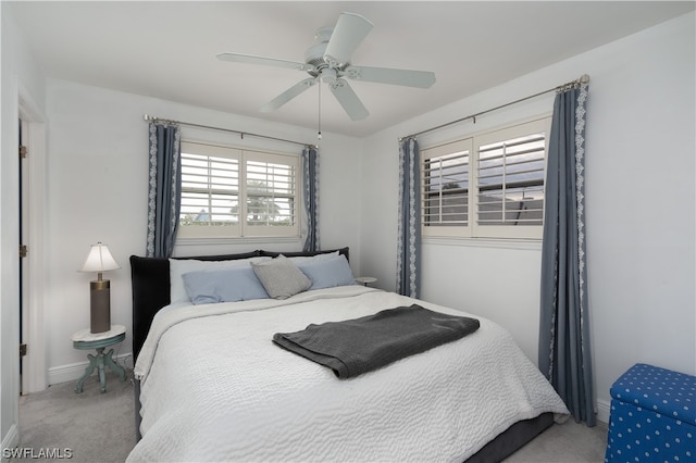 bedroom with carpet and ceiling fan