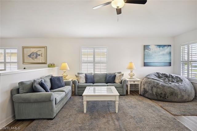 living room featuring hardwood / wood-style flooring and plenty of natural light