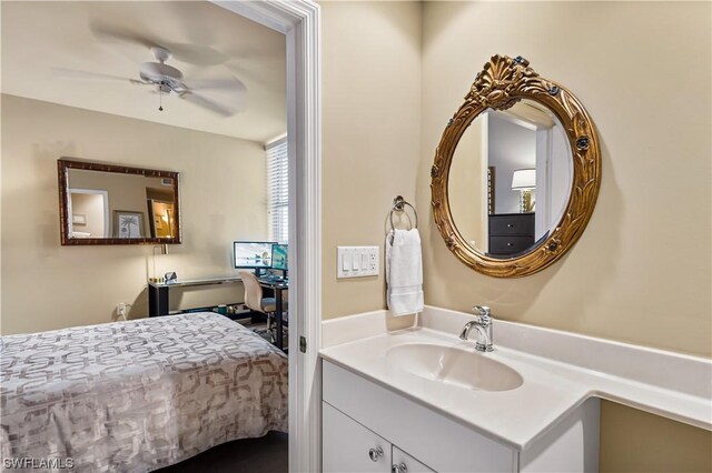 interior space featuring sink and ceiling fan