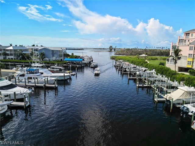 view of dock featuring a water view