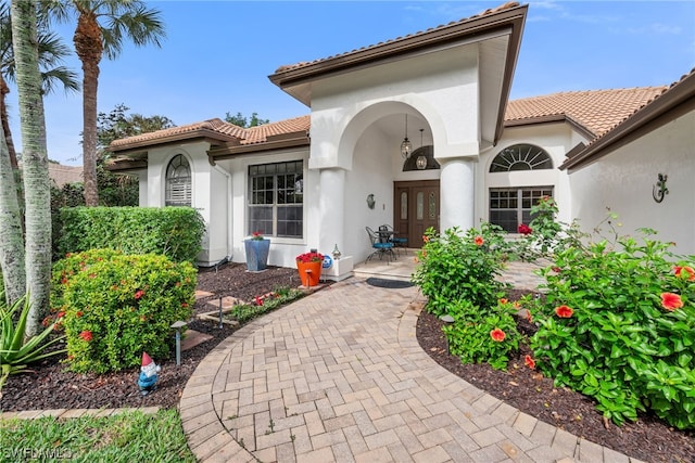 doorway to property featuring french doors