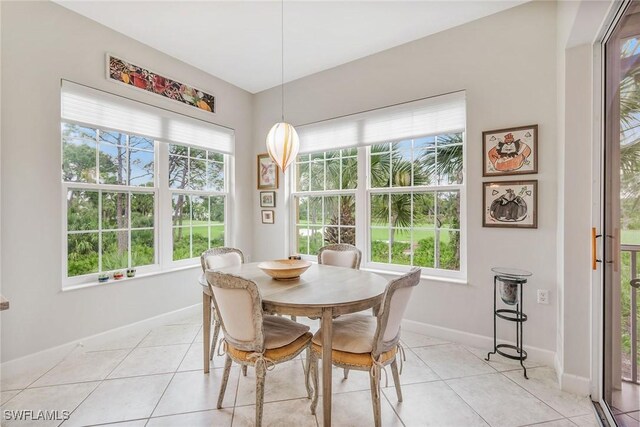 dining room featuring light tile patterned floors and a healthy amount of sunlight