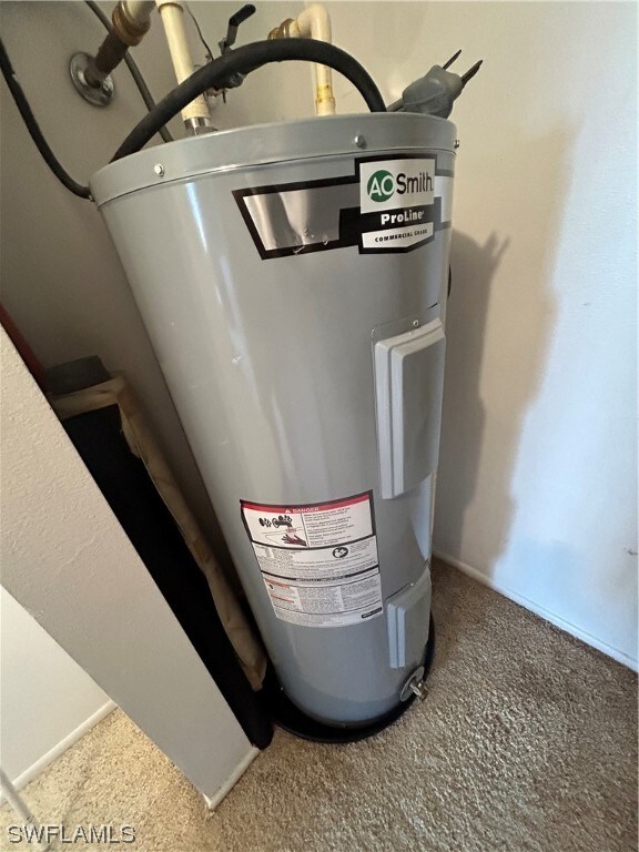 utility room with electric water heater