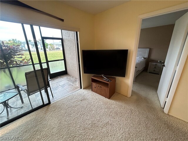 living room with light carpet