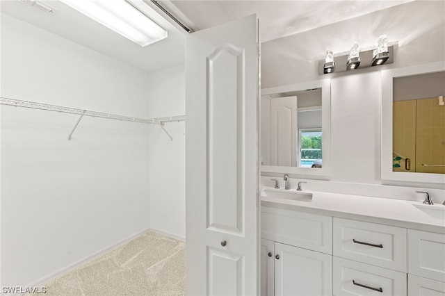 bathroom with double vanity