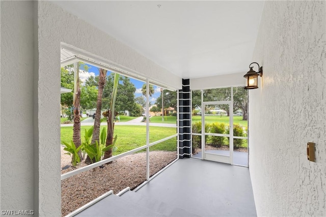 view of unfurnished sunroom