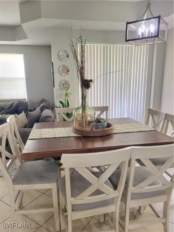 view of tiled dining space