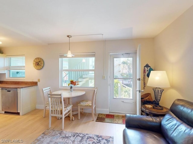 living room featuring light hardwood / wood-style floors