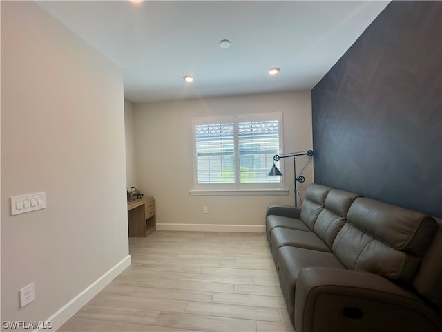 living room with light wood-type flooring