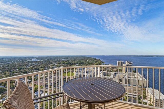 balcony with a water view