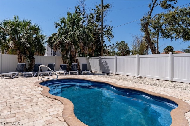 view of swimming pool featuring a patio