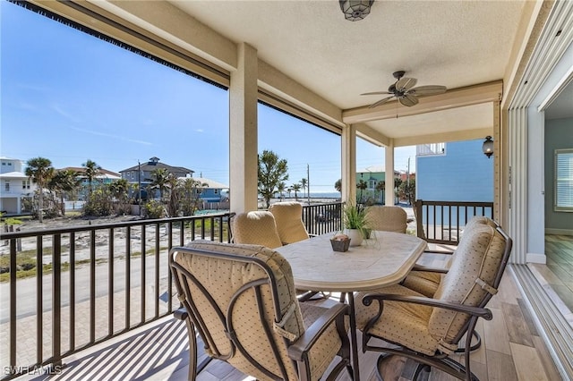 balcony with ceiling fan