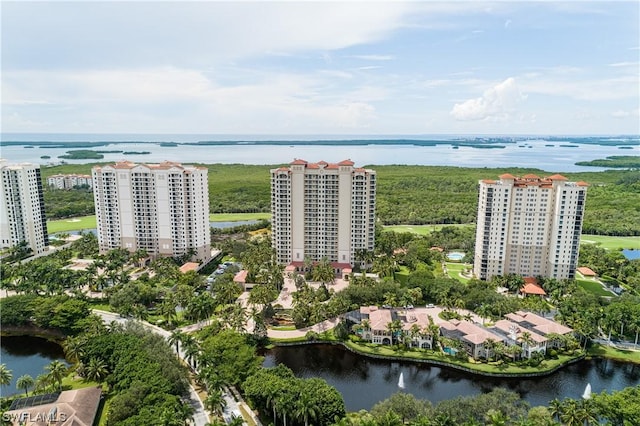 bird's eye view featuring a water view