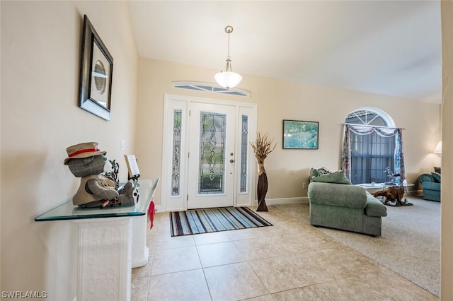 foyer with light tile flooring