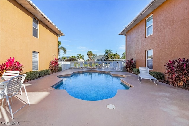 view of pool featuring a patio