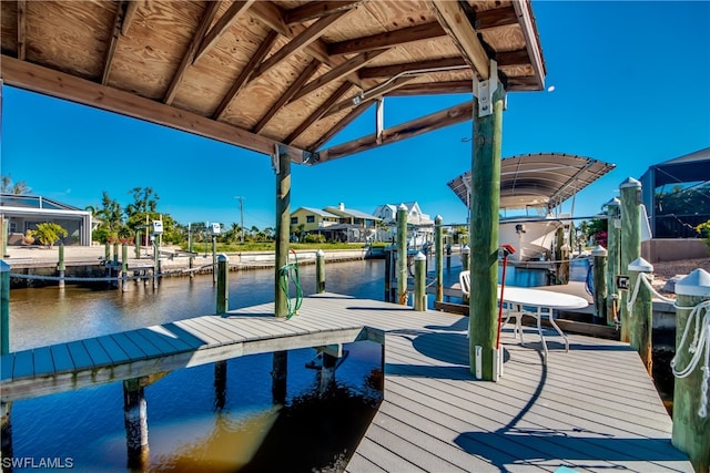 dock area featuring a water view