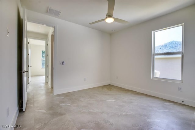 spare room featuring ceiling fan