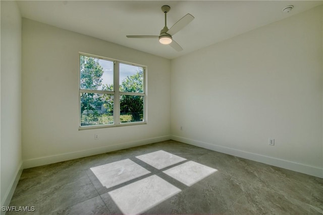 spare room featuring ceiling fan