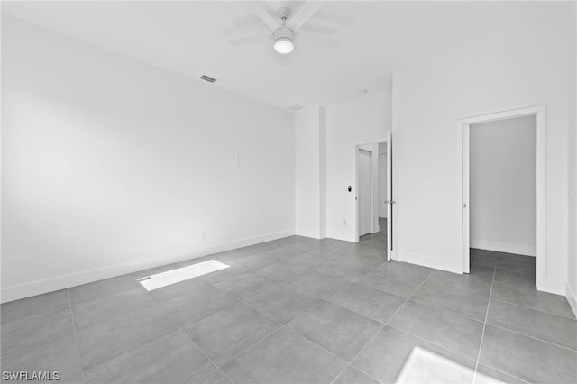 interior space featuring ceiling fan