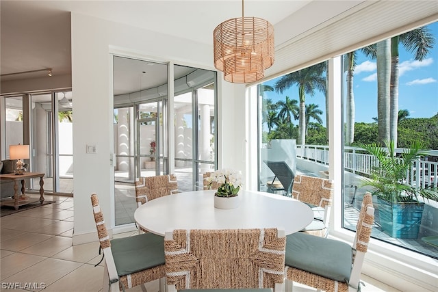 interior space featuring light tile floors