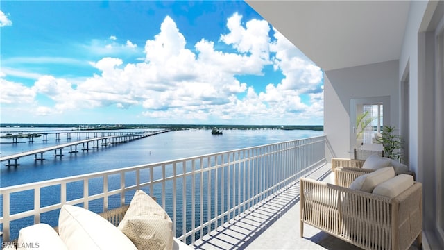 balcony with a water view